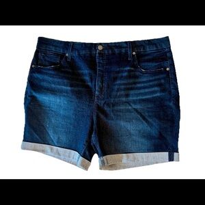 Terra & Sky Bermuda Denim Shorts 20W Womens Blue Rolled Cuffs B0031